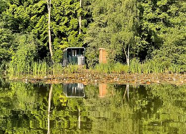 Knus verblijf direct aan het water in een bos