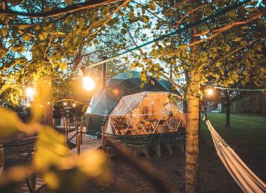 Prive glamping dome met hottub in natuur - 2