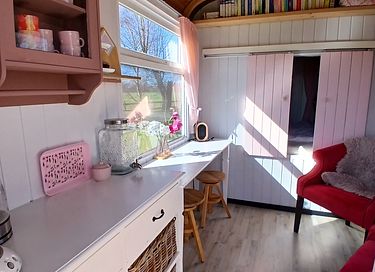Leuke blauwe pipowagen bij natuurgebied - 1