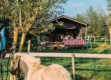 Zelt-Ferienhaus mit eigener Dusche in Zeeland