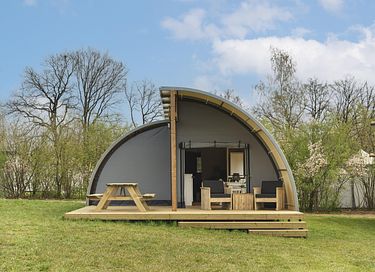 Luxury glamping tent with private bathroom