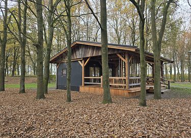 Knus houten tiny house aan recreatiemeer 