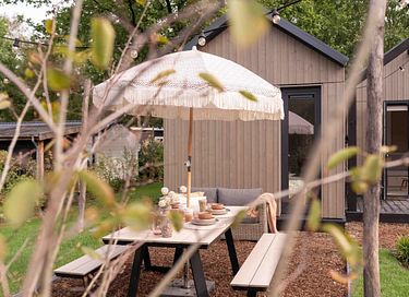 Luxe designhuisje met zonnige veranda