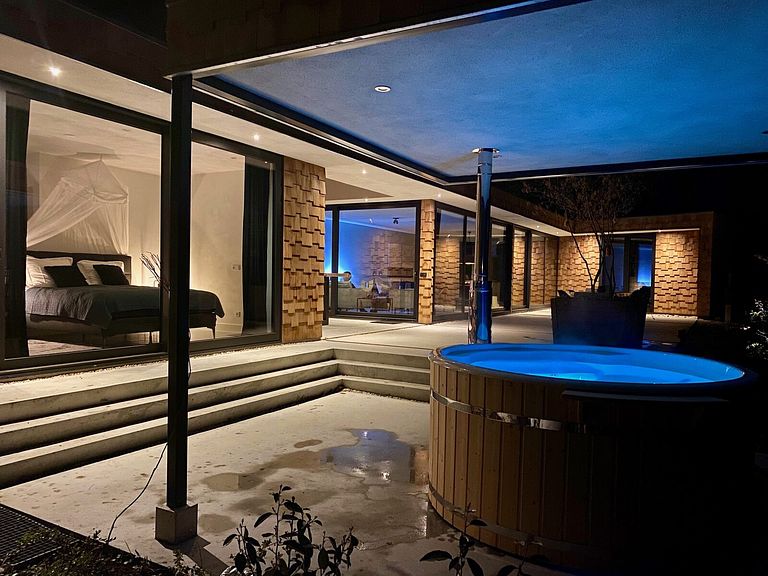 Modern wooden design villa with hot tub - 1