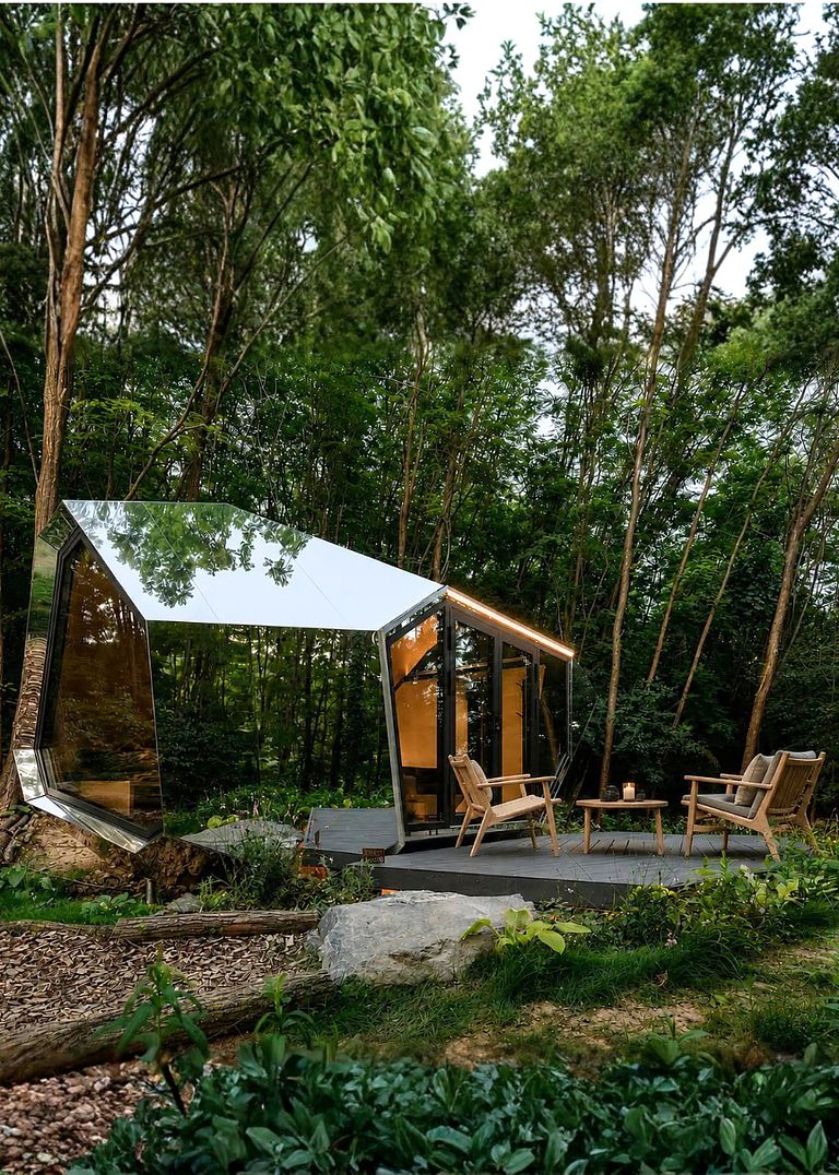 Romantic mirror-themed cottage with a hot tub - 1