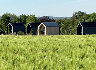 Lodge met panoramisch bad en privé hottub