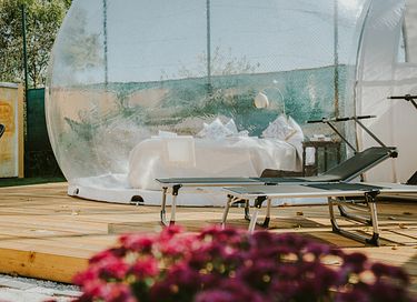 Romantische bubble tent met privé wellness - 13