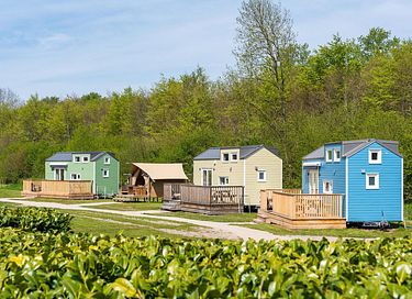Kleurrijk tinyhouse met safari-slaaptent - 16