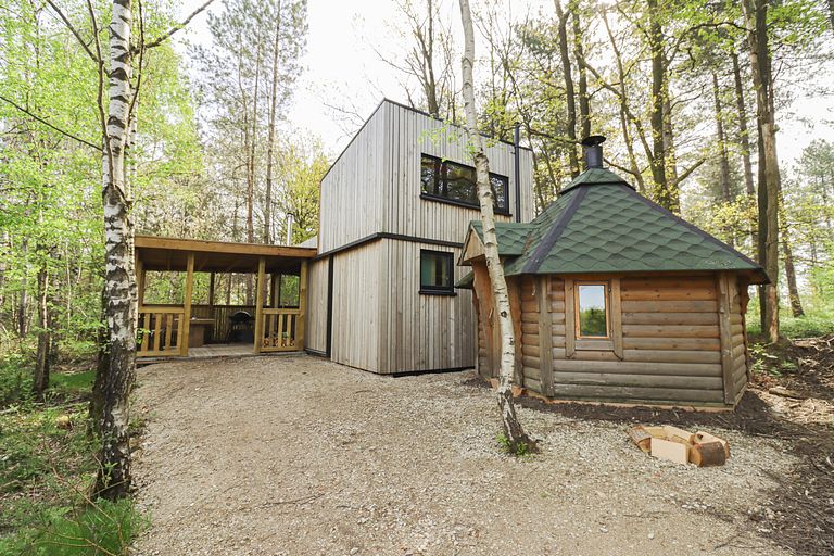 Cabin in het bos met saunahuisje - 1