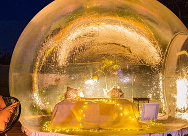 Romantische bubble tent met privé wellness - 28