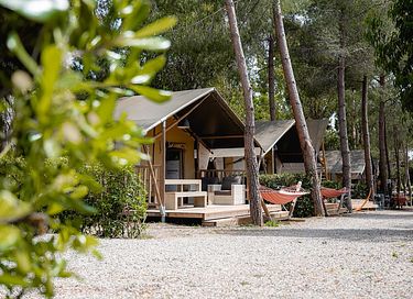 Family camping on Elba near the beach