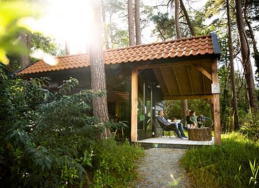 Hiker's hut (4p) on campsite in the woods
