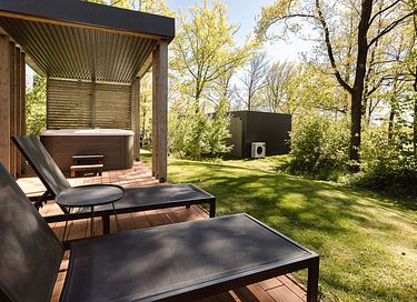 Lodge with an outdoor hot tub and a view - 18