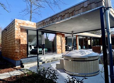 Modern wooden design villa with hot tub - 22