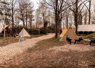 Familietent op camping in levendige omgeving - 11