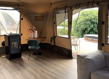 Romantische glamping lodge met privé hottub - 10