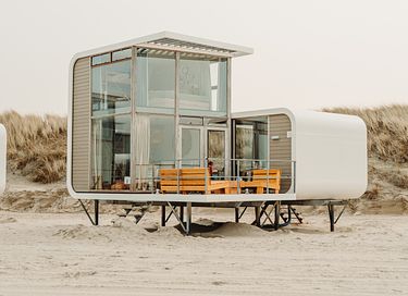 Modern beach house on the beach in Zeeland