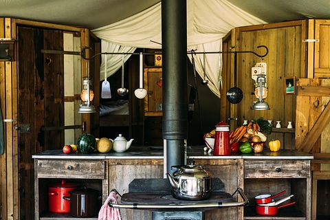 Tent cabin with private shower and hot tub - 3