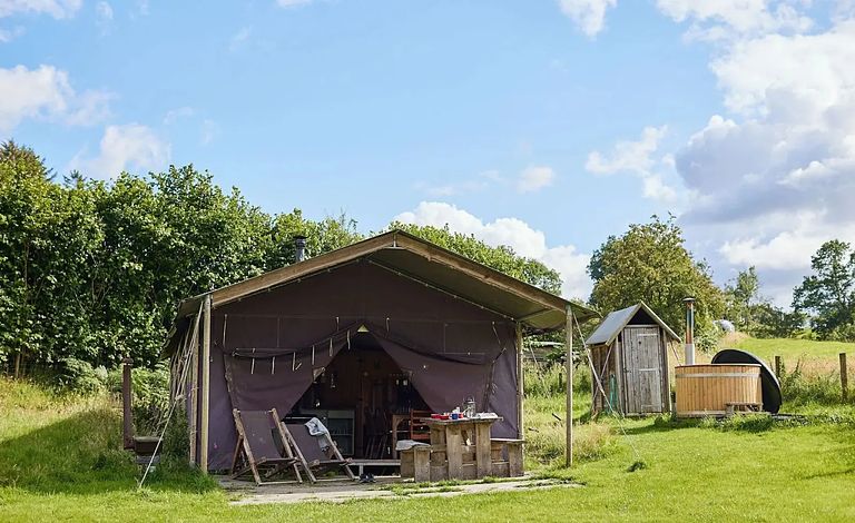 Tent cabin with private shower and hot tub - 1