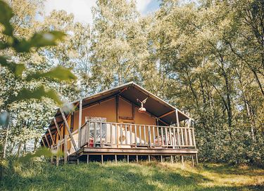 Luxury safari tent on a versatile campsite