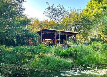 Yourte colorée dans un camping écologique à Groningue - 16