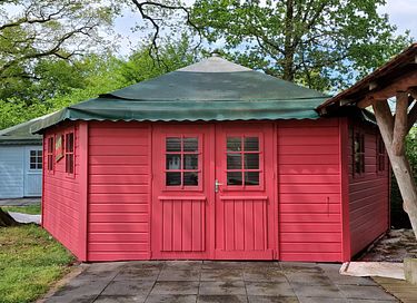 Colorful writer's cabin