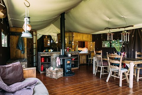 Tent cabin with private shower and hot tub - 2