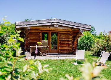Rugged log cabin near Bordeaux, France
