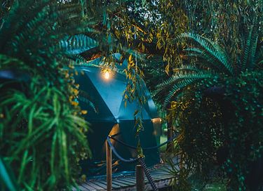 Prive glamping dome met hottub in natuur - 3